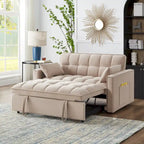 Divano letto loveseat 4 in 1 con braccioli e tasche portaoggetti, divano letto estraibile trapuntato multifunzione con schienale regolabile