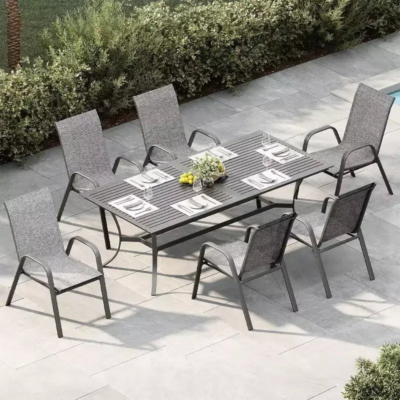 Sillas de patio, juego de 4/6 sillas de comedor apilables para exteriores, ligeras y resistentes a todo tipo de clima, de textileno, con reposabrazos, para jardín y zona de piscina