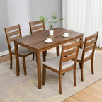 5-teiliges Esszimmerset aus Massivholz, 47L (1 Tisch + 4 Stühle mit Sprossenlehne)