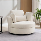 Sillón decorativo giratorio tapizado de 42.3W con 4 cojines y otomana de almacenamiento en forma de media luna