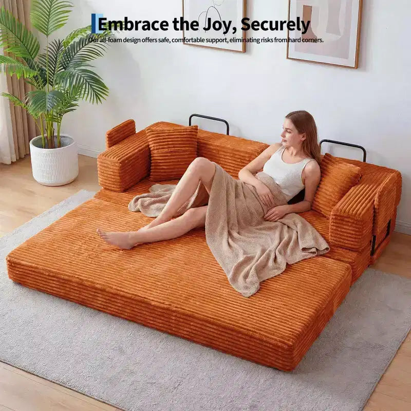 80.7 καναπές-κρεβάτι 5-σε-1 Convertible Sleeper - Κοτλέ, 1200 lbs, Χωρίς συναρμολόγηση