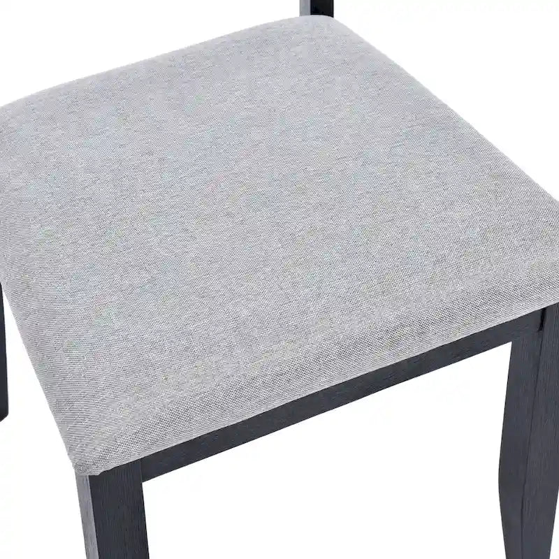 5-teiliges Esszimmerset aus Massivholz, 47L (1 Tisch + 4 Stühle mit Sprossenlehne)