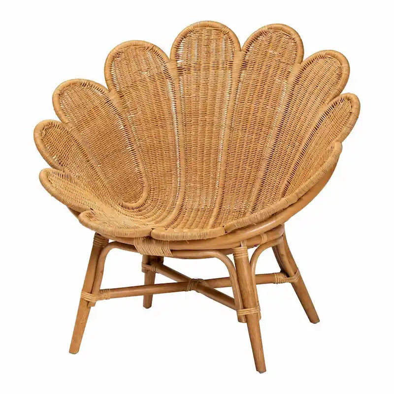 Poltrona floreale d'accento Blossom Bohemian in rattan color miele