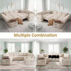 Divano componibile letto modulare Dyonery 112 con letto estraibile, divano componibile a U con contenitore, sedute extra larghe e profonde per il soggiorno