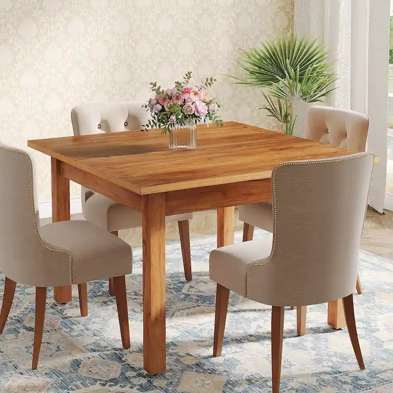 Quadratischer Esstisch, 100 cm, für 2–4 Personen, mit Beinen aus Massivholz für Wohn- und Esszimmer