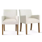 6er-Set gepolsterte Esszimmerstühle mit Armlehnen, moderne Leinen-Sessel mit Holzbeinen, Akzentstühle für Esszimmer und Wohnzimmer – Panipeachy