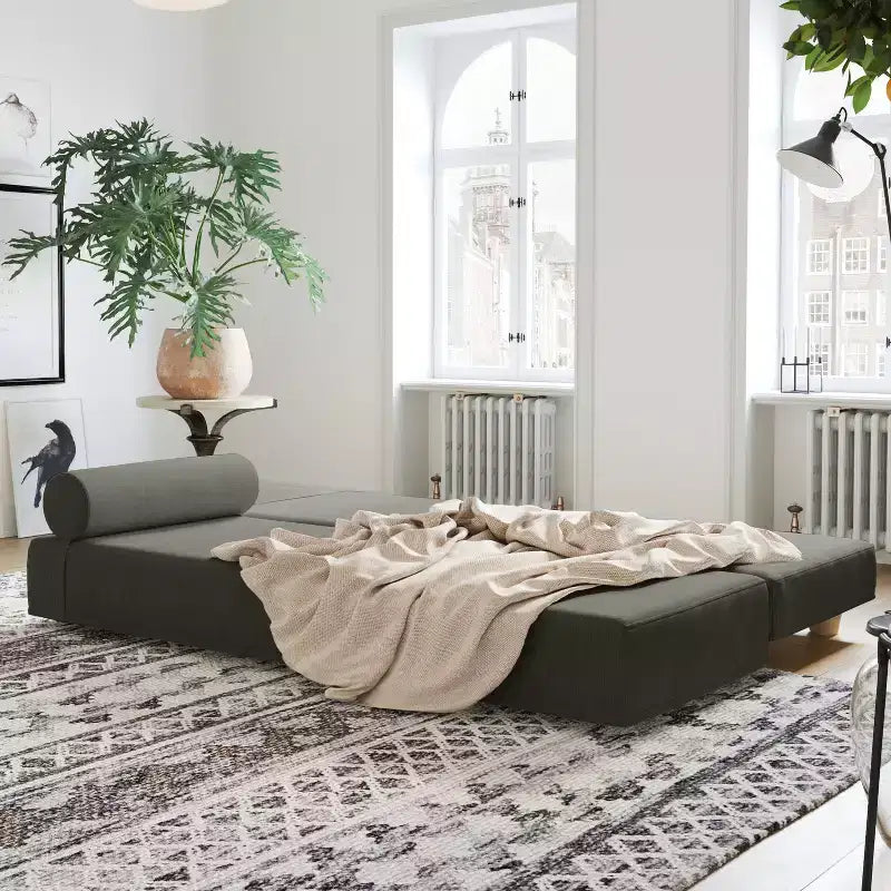 Päivävuode / ulosvedettävä queen-size-vuodesohva – mikrosametti
