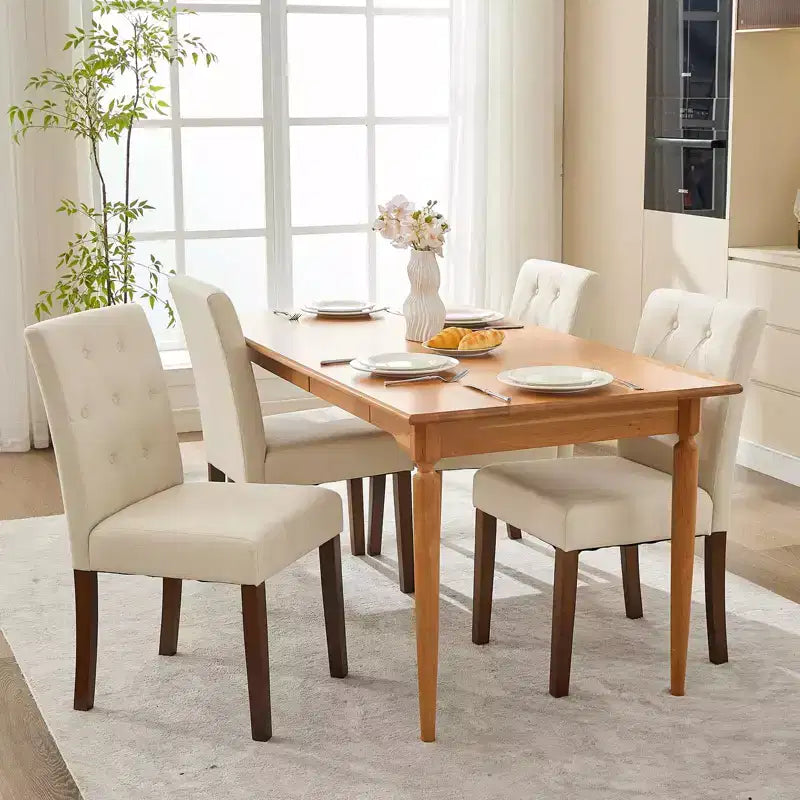 Set di 6/4 sedie da pranzo Parsons con bottoni capitonné, sedie da cucina in tessuto imbottito con gambe in legno e sedute imbottite, stile moderno