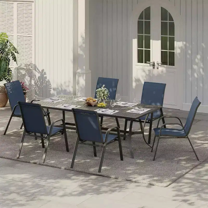 Sillas de patio, juego de 4/6 sillas de comedor apilables para exteriores, ligeras y resistentes a todo tipo de clima, de textileno, con reposabrazos, para jardín y zona de piscina