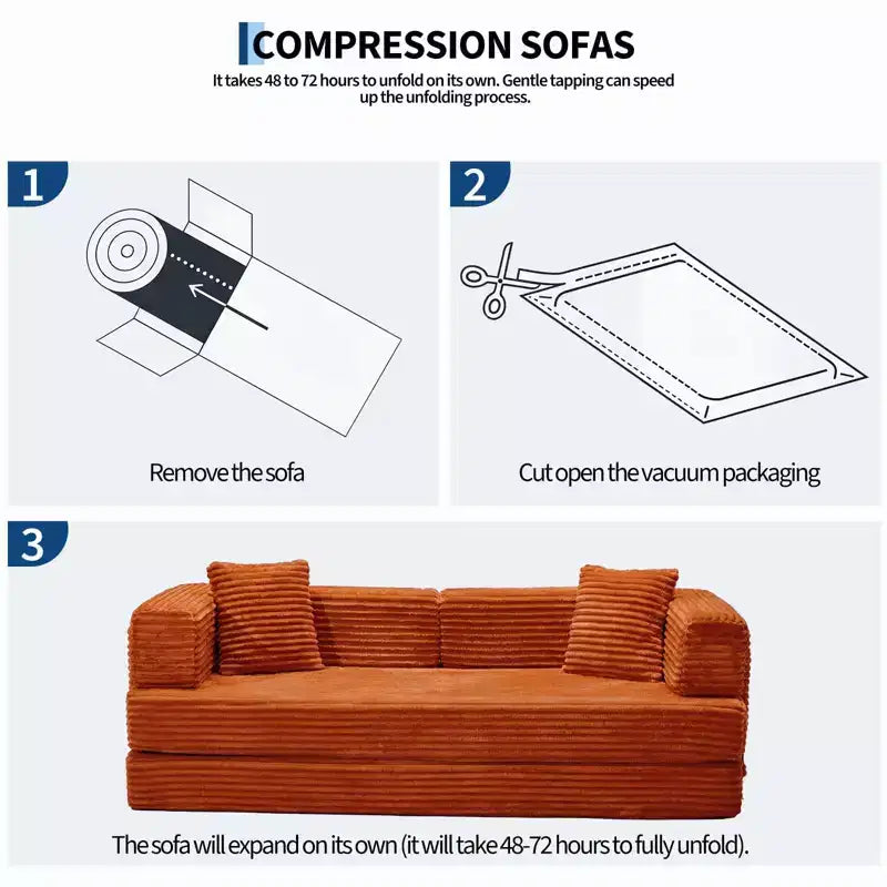 80.7 καναπές-κρεβάτι 5-σε-1 Convertible Sleeper - Κοτλέ, 1200 lbs, Χωρίς συναρμολόγηση