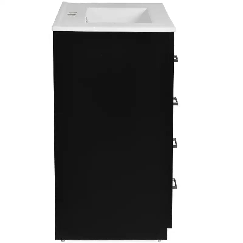 Meuble-lavabo de salle de bains de 30 po à lavabo simple, avec armoire et 3 tiroirs – noir / bleu / vert / indigo / blanc