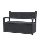 Panca contenitore in resina per tutte le condizioni atmosferiche con scomparto nascosto con serratura, design effetto rattan, portata di 500 lb, capacità di 70 galloni