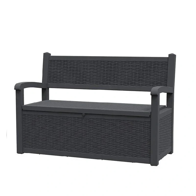 Panca contenitore in resina per tutte le condizioni atmosferiche con scomparto nascosto con serratura, design effetto rattan, portata di 500 lb, capacità di 70 galloni