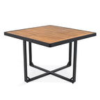 Juego de comedor de patio de 18 piezas de madera de acacia, con 8 sillas acolchadas, 8 otomanas y 2 mesas cuadradas