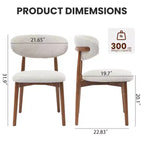Juego de 4 sillas de comedor, sillas tapizadas modernas de mediados de siglo para el comedor, sillas de cocina estilo granja con asiento de tela acolchada y patas de madera, beige