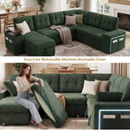 Divano componibile letto modulare Dyonery 112 con letto estraibile, divano componibile a U con contenitore, sedute extra larghe e profonde per il soggiorno