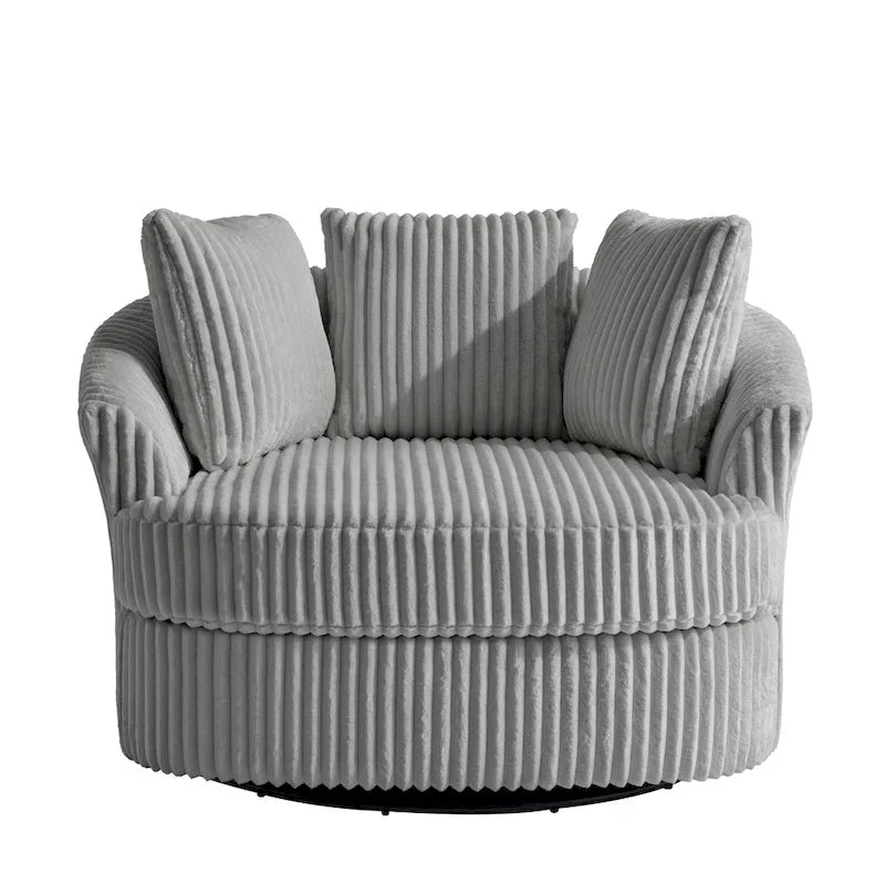 Set di 2 poltrone girevoli a conchiglia oversize da 43 W in morbido velluto a coste con cuscini
