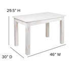 Mesa de comedor rústica Flash Furniture de pino macizo, rectangular, de 46 x 30