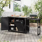 Isola da cucina da esterno da 78,3 pollici con piano di lavoro in acciaio inox, stazione barbecue pieghevole e armadietti contenitori, nera