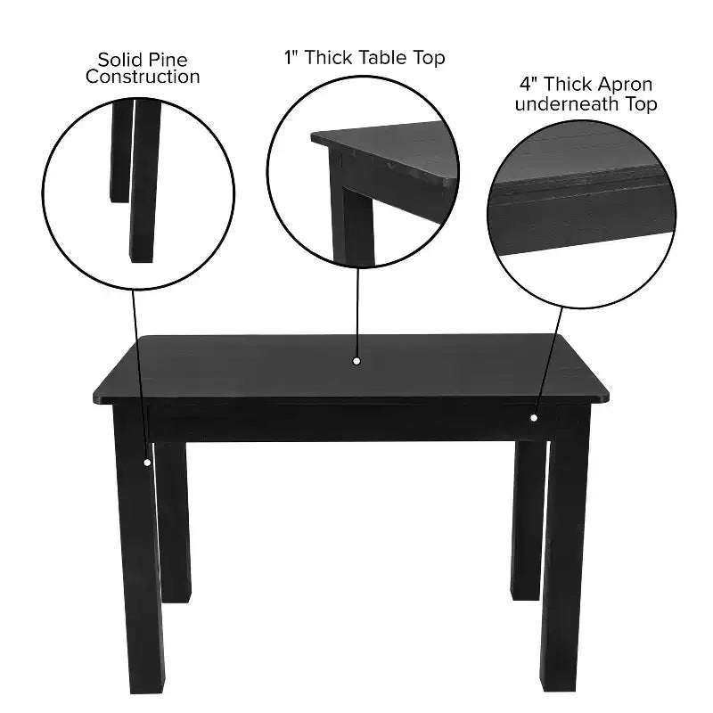 Mesa de comedor rústica Flash Furniture de pino macizo, rectangular, de 46 x 30