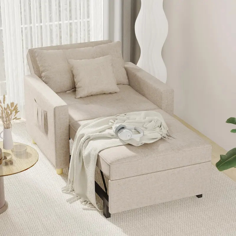 Poltrona letto regolabile, trasformabile 3-in-1, disponibile in più colori, per 1 persona