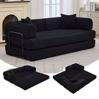 Sofá cama convertible 4 en 1, colchón de suelo plegable de pana sin armazón de 79 pulgadas con almohada, sofá biplaza sin montaje para apartamentos pequeños