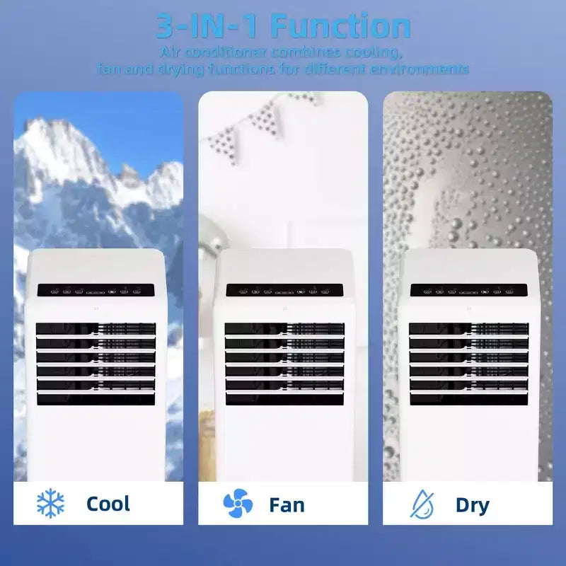 Tragbare Klimaanlage mit 8K BTU – 3-in-1-Kühlung, Entfeuchtung und Ventilator für 350 sq ft mit Schlafmodus und 1 Jahr Garantie