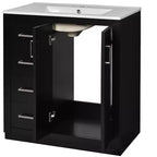 Meuble-lavabo de salle de bains de 30 po à lavabo simple, avec armoire et 3 tiroirs – noir / bleu / vert / indigo / blanc
