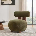 Christopher Knight Home Chariya, μοντέρνα πολυθρόνα-διακοσμητικό με γλυπτική πλάτη κυλινδρικού σχήματος, από καουτσουκόξυλο και επενδυμένη με βελούδο