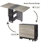 Mesa de comedor plegable para cocina, mesa de comedor que ahorra espacio, mesa de cocina extensible con ala abatible y 6 ruedas para espacios pequeños