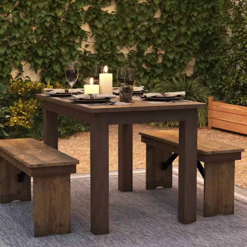 Flash Furniture Rechteckiger Esstisch im Landhausstil aus massivem Kiefernholz, 46 × 30