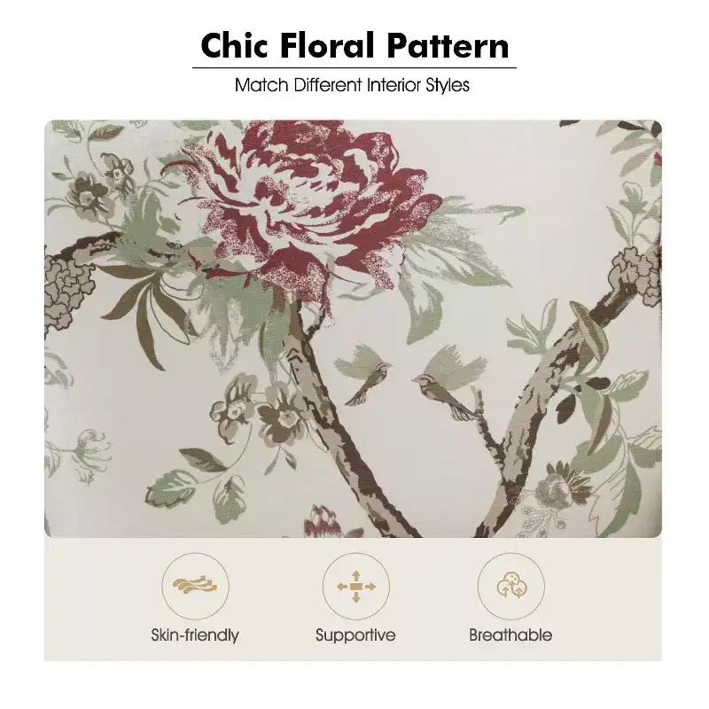 Araceli traditionele houten bloemenfauteuil met bekleding, hoge rugleuning en sierspijkerrand| ART OF LIVING DESIGNS