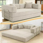 Dyonery 78 opvouwbare slaapbank, corduroy bank, kingsize vloerslaapbank, 4-in-1 doe-het-zelf modulaire combinatiebank, uitklapbaar, comfortabele bank.