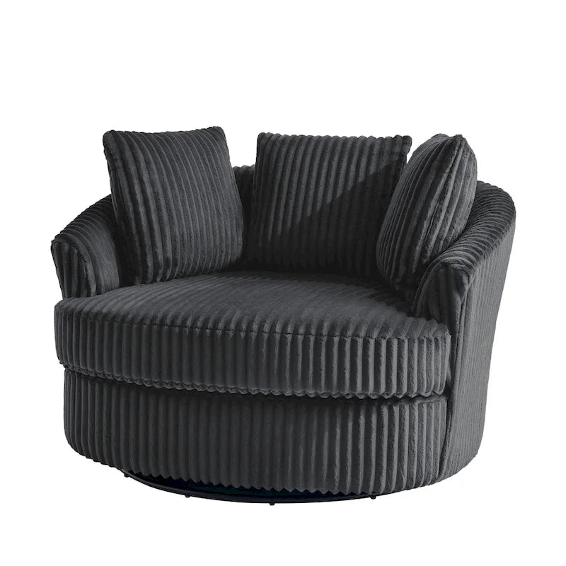 Set di 2 poltrone girevoli a conchiglia oversize da 43 W in morbido velluto a coste con cuscini